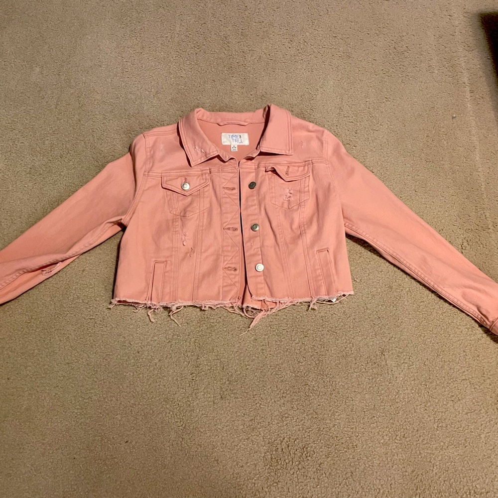 Custom Distressed Pink Denim Jacket
